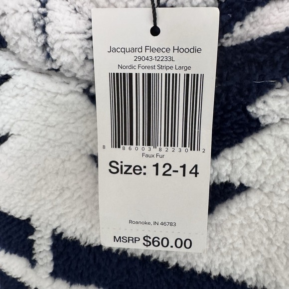 NWT Vera Bradley Jacquard Fleece Hoodie Large Nordic Forest  Sherpa Pullover - Picture 5 of 10